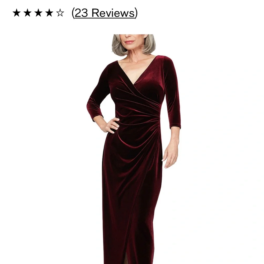 Alex Evenings long velvet dress - color is a wine/burgandy - Picture 5 of 5